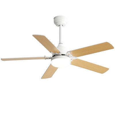 Energy Saving 42 Inch Ceiling Fan 5 Blades Noiseless Reversible Dc Motor Remote Control With Led Light