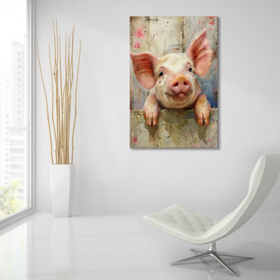 «Happy Pink Pig» par MomArt, verre mural
