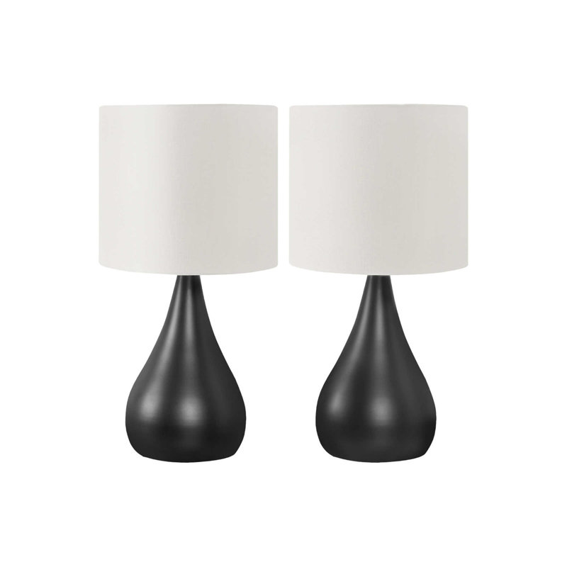 Lighting, ensemble de 2, lampe de table h, 18 po, métal noir, abat-jour, contemporain
