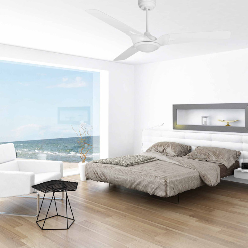 Ventilateur de plafond intelligent intérieur / extérieur Hoffen, ensemble d'éclairage à DEL à intensité variable et télécommande, fonctionne avec l'assistant Google, Amazon Alexa et les raccourcis Siri.