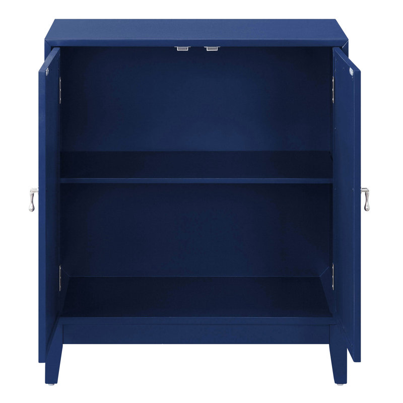 Console bleue à 2 portes - Armoire en bois et miroir pour le hall d'entrée du couloir à motif géométrique