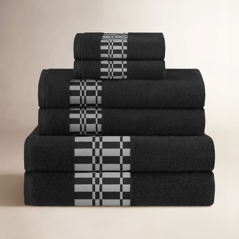 Ensemble de serviettes 6 pièces Mikira Larissa, Noir