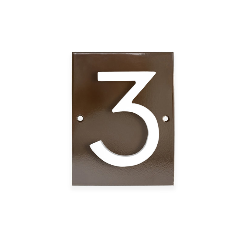 Plaque d'adresse magnétique en acier horizontale moderne (chiffres de 4 po - 1 caractère) - taupe / argent, Argent, Taupe