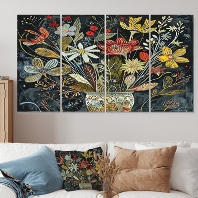 «Saugus - Wildflowers», art mural sur toile, 4 pièces