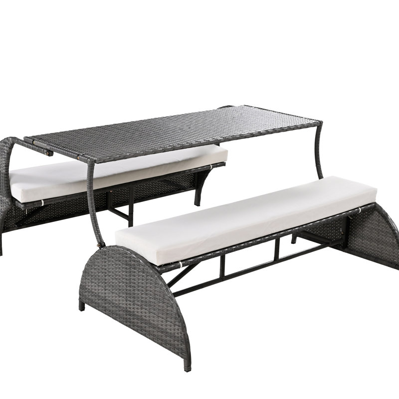Polyvalent pour l'extérieur: se transforme en 4 sièges et table, structure en fer, coussin rembourré de mousse, assemblage facile, capacité de 700 lb, sièges de jardin beiges: convertibles en quatre et construction