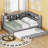 Wooden Full Size Daybed With Twin Size Trundle, Daybed With Storage Shelf And USB Charging Ports,Grey-734895284