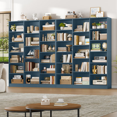 Ensemble de 2 grandes bibliothèques de rangement en bois de 74 po x 59 po x H 74 po