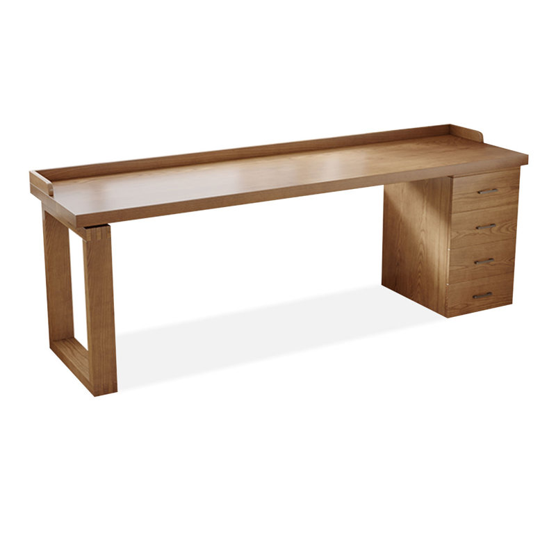 Bureau rectangulaire brun en bois massif avec 4 tiroirs, H 29,53 po x l 86,61 po x P 23,62 po