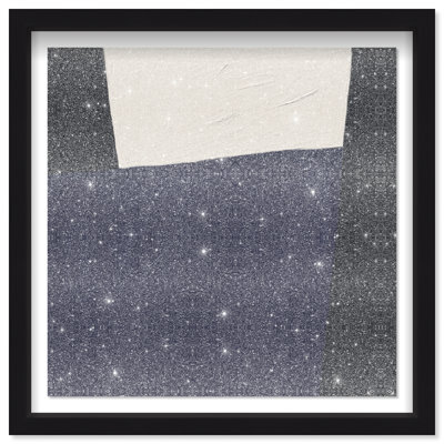In Blue II Shadowbox Abstract Print by Oliver Gal, Black Frame, 12 x 12