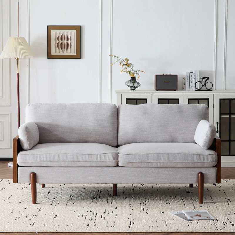 Canapé 71,75 po avec pieds en bois, Gris clair