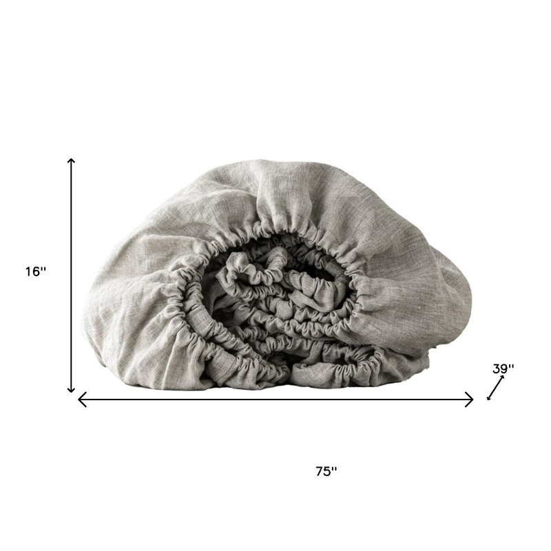 Drap-housse simple en lin gris clair