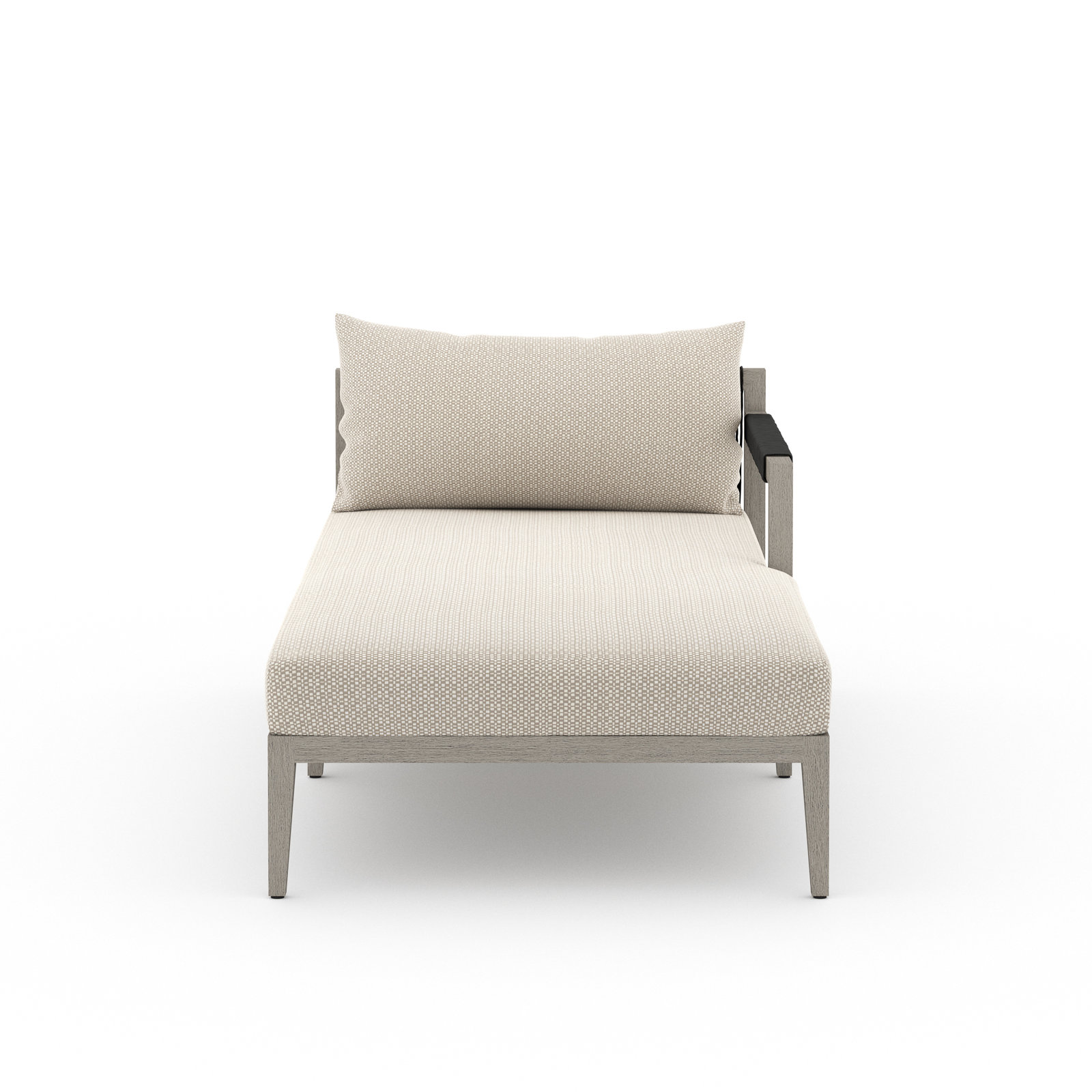 Nida 33'' Outdoor Aluminum Chaise Lounge, Faye Sand, Weathered Gray/Dark Gray