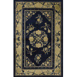 Antique Peking Small Scatter Size Wool Blue Navy, Camel Rug