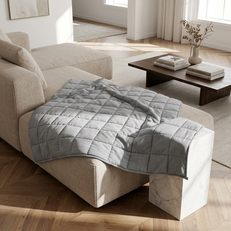 Chequered Blanket, Light Gray Chequered