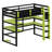 Space-Saving High Sleeper Featuring Built-in Desk, Lateral Storage Unit, Multi-Tier Shelves, and Smart Color-Changing LED System-6942760