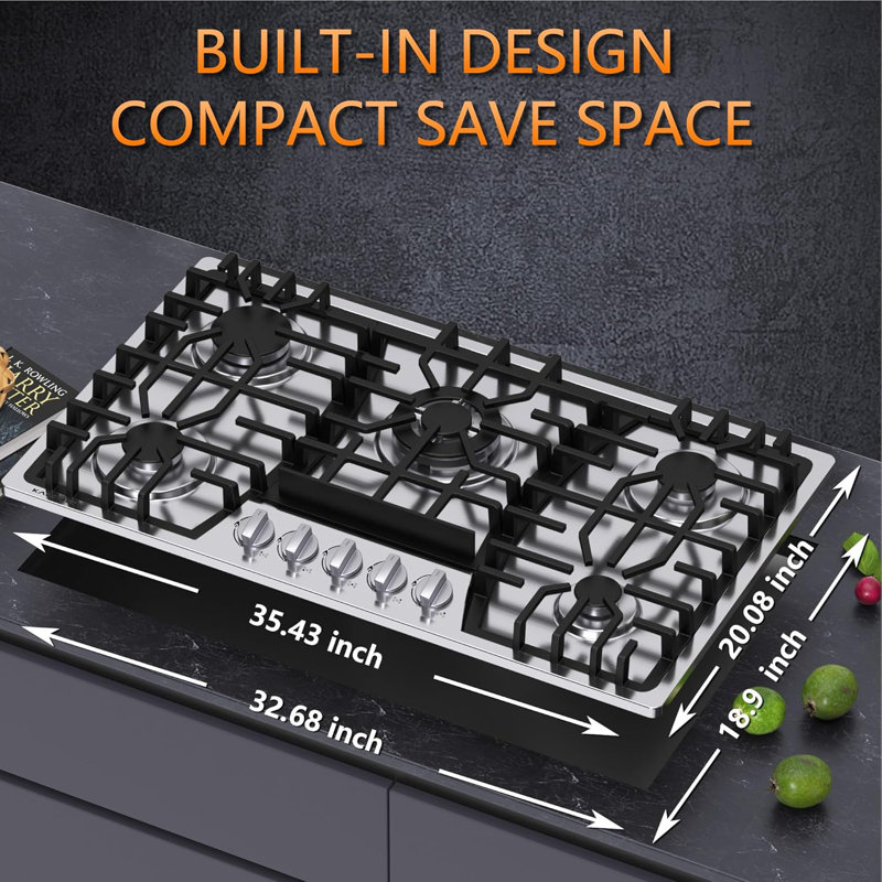 Dual Fuel 33"" Gas Cooktop with 5 Burners