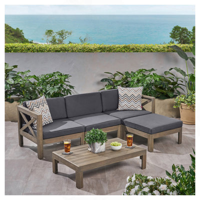 LSHAPE SOFA SET, DARK GREY