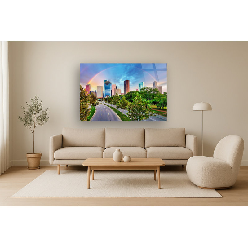 Art mural en verre trempé sans cadre Houston - 40 po x 60 po