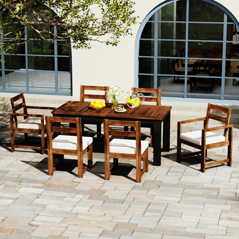 Ensemble de table et chaises de patio 7 pièces TREXM, Moka