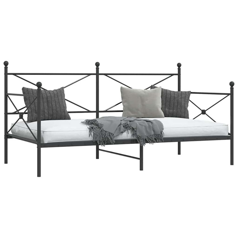 Day Bed Without Mattress Steel, 105.5 x 208cm, Black, None