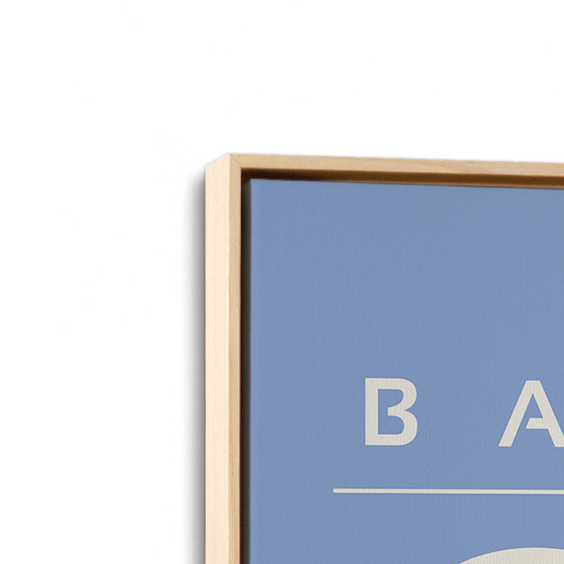 Affiche rétro Bauhaus II , H 18,75 po x l 12,75 po, Bleu clair / blanc cassé, Érable américain