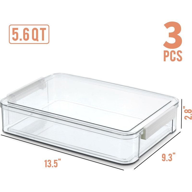 3 PCS 8.5 x 11 Plastic Storage Bins with Lids and Latches, Portable Project Case for Drawers