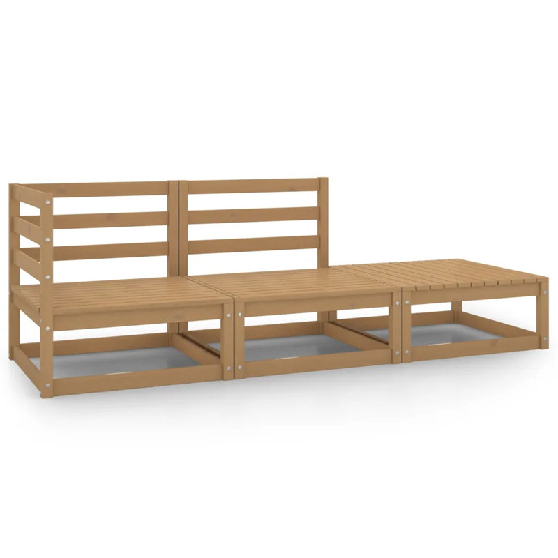 Faustena Garden Lounge Set Solid Pinewood, Brown