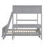 Lit superposé double au-dessus de double gris avec bureau et tiroirs de rangement, lit peu encombrant à structure en bois gris