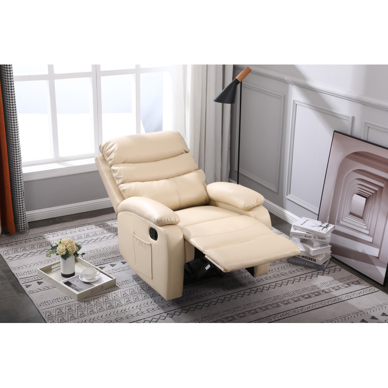 Protentis 77.5cm Wide Faux Leather Standard Recliner, Cream Faux Leather