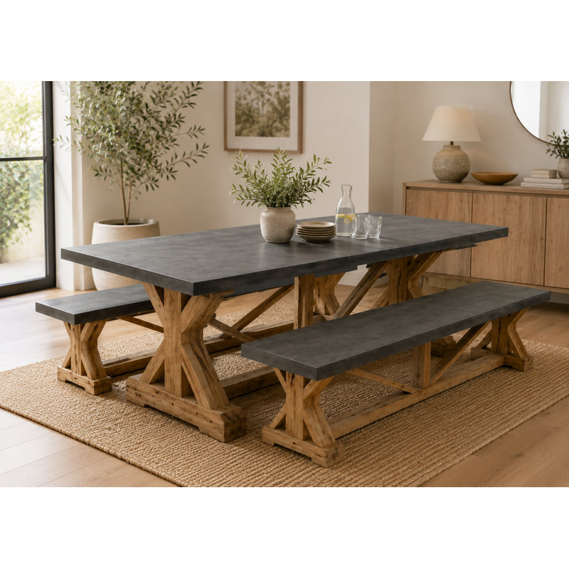 Ensemble 3 pièces de table de salle à manger et de banc Domique