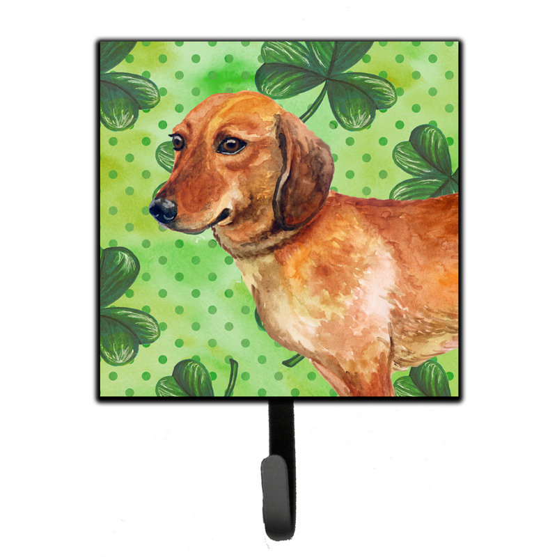 Markle Metal Wall Organizer with Key Hooks, Dachshund, Brown/Green