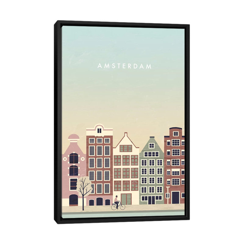 « amsterdam », impression sur toile, H 26 po x l 18 po x P 1,5 po, Toile avec cadre noir, Pas de tapis