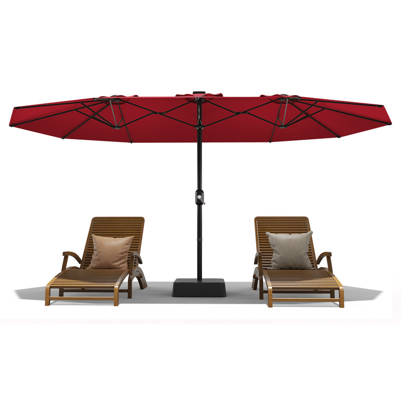 15FT Double-Sided Rectangle Patio Umbrella – Extra Large Market Sunshade – UV Protection, Waterproof, Sturdy Ribs, Crank Lift – Perfect for Poolside, Garden, Deck, Backyard – Claret