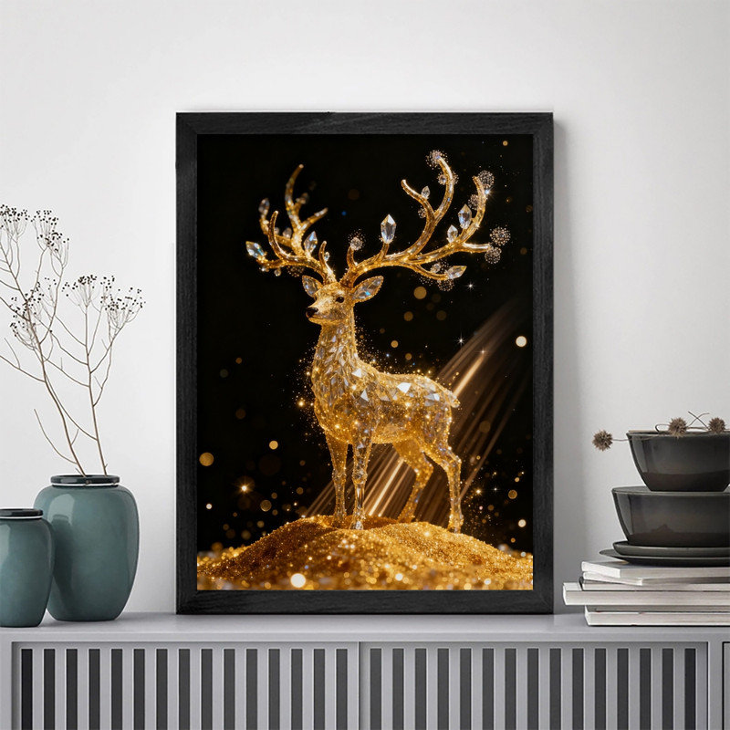 Cadre noir avec cadre de Noël renne de Noël, H 37 po x l 25 po