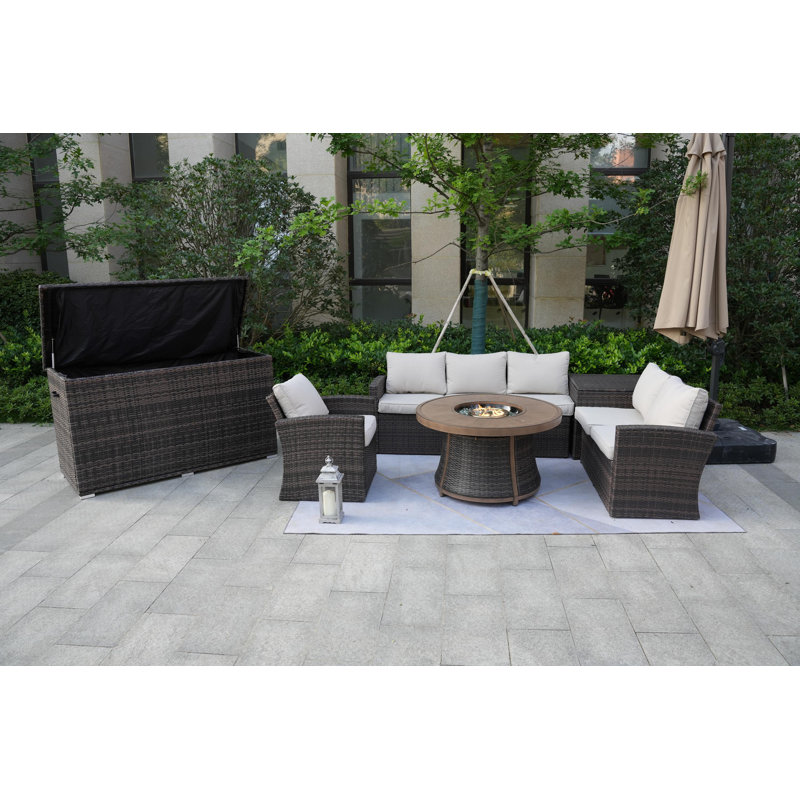 Areefa Wicker 6 - Person Patio Conversation Set with Cushions