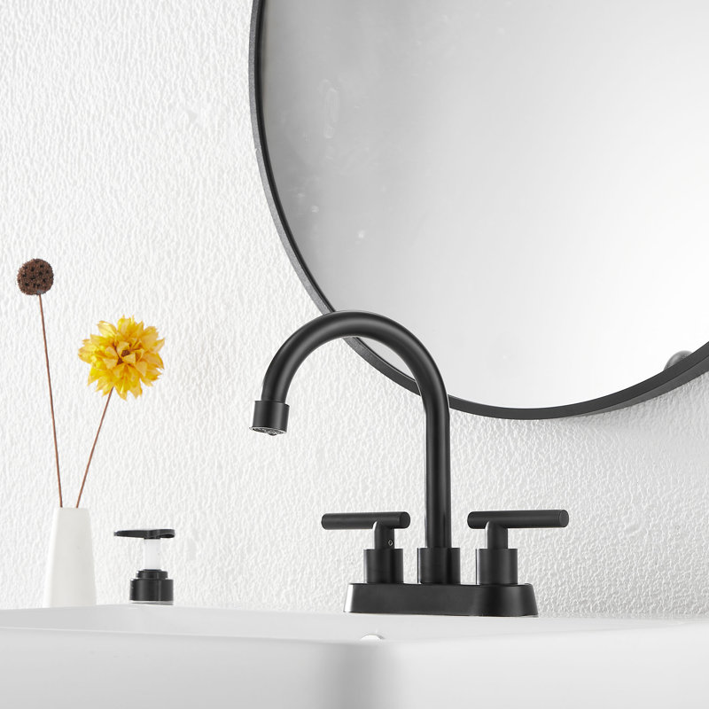 Centerset 2-handle Bathroom Faucet with Drain Assembly, Black
