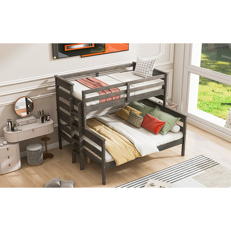 Lit superposé en bois avec échelle, Gris