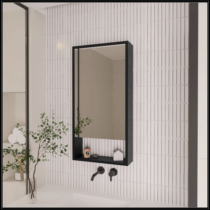 Pharmacie rectangulaire avec miroir, Black