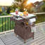 Chariot de barbecue extérieur en bois massif 40,5 po avec plateau en acier inoxydable, abattant et roulettes verrouillables, brun-853981942