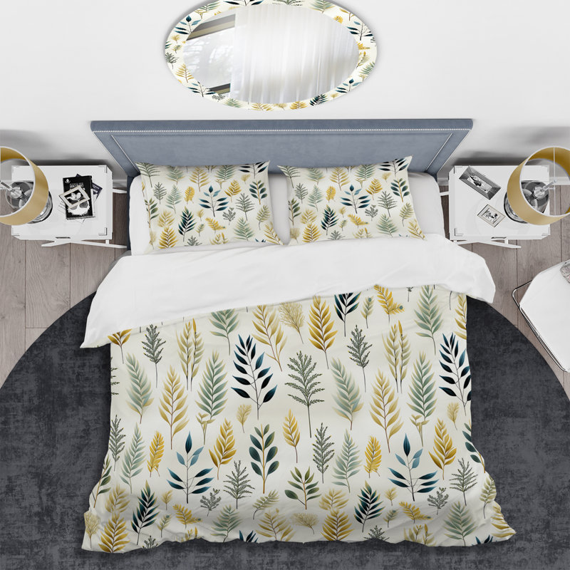 Ensemble de housse de couette Tranquil Ferns Ii, Housse de couette pour grand lit et 2 taies décor