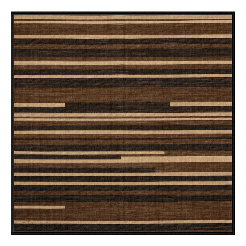 Tapis brun à rayures horizontales lavable à la machine, Carré 6 pi