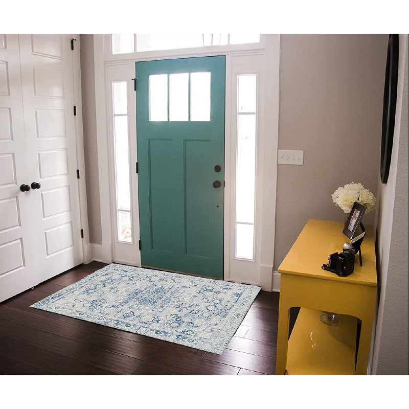 Laurel Machine Washable Gray and Ivory Area Rug, Rectangle 3' x 5'