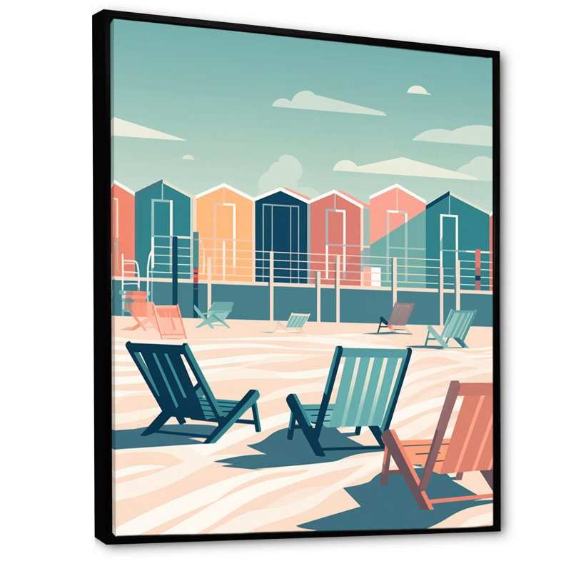 Beachside Rest V sur toile, H 32 po x l 24 po x P 1 po, Cadre flottant noir