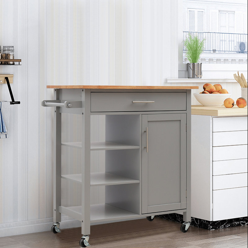 Avallon Solid Wood Top Kitchen Cart