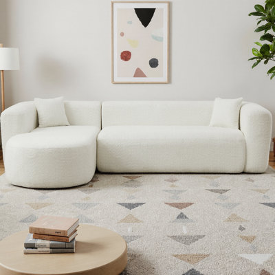 Canapé modulaire à dossier incurvé de 109,4 po, canapé en forme de L avec méridienne orientée vers la gauche et 2 coussins décoratifs, canapé en chenille pour salon et appartement, sans assemblage requis