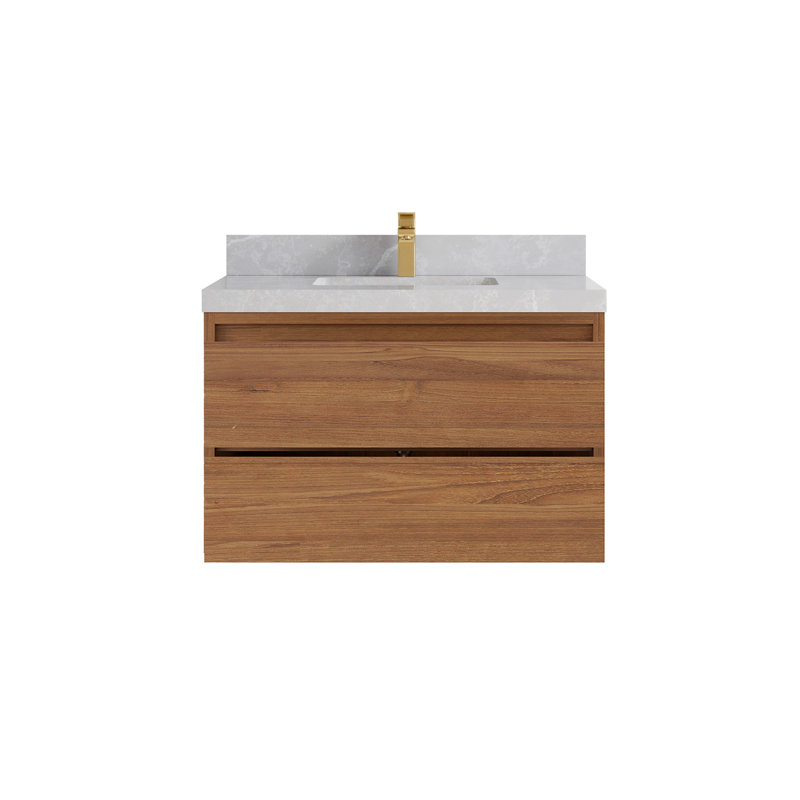 Meuble-lavabo simple 36 po avec dessus en quartz Kheli