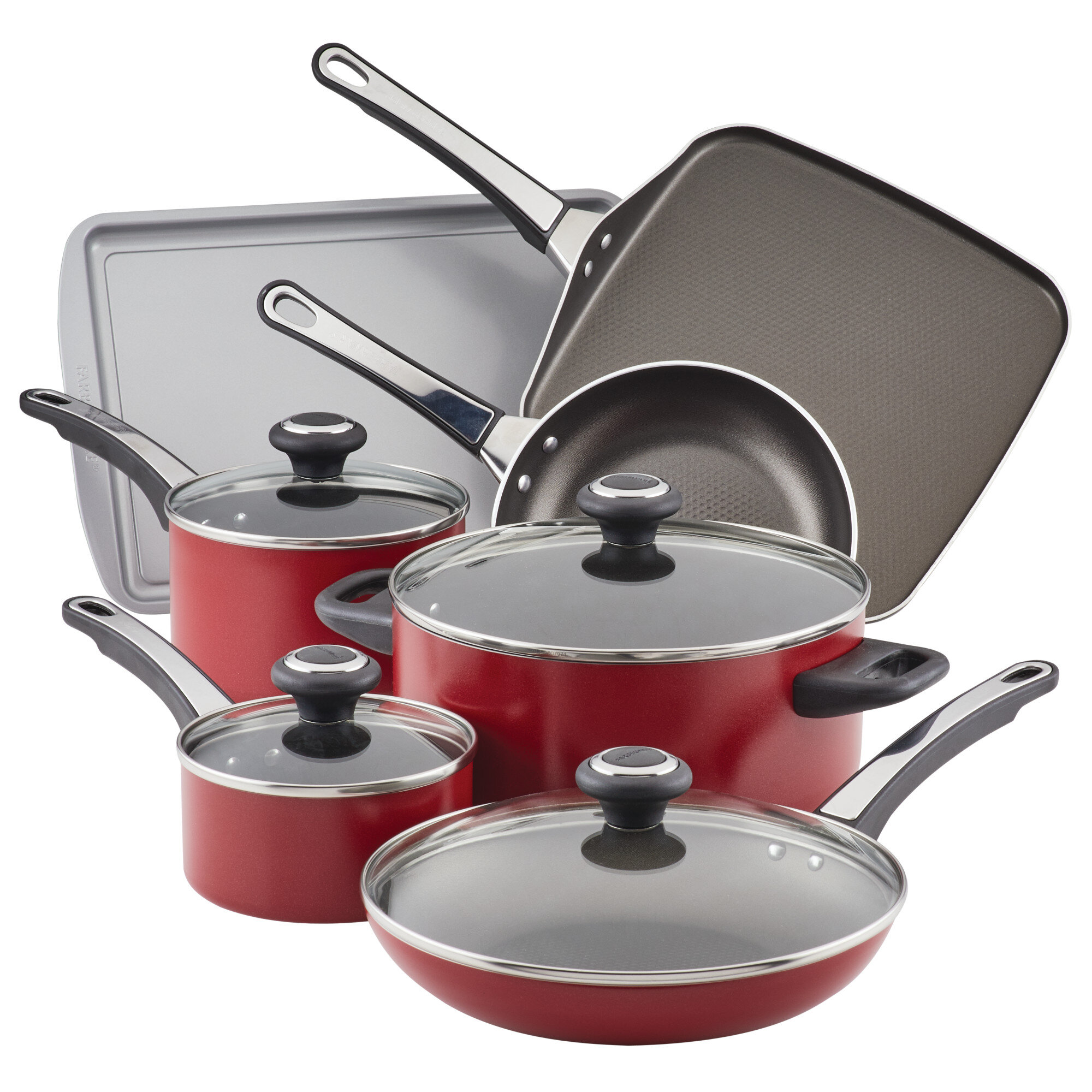 Red Nonstick Cookware Set for Kitchen Utensils With Free Shipping Clean  Ceramic 24 Piece Non Stick Aluminum Cookware Set Object - AliExpress