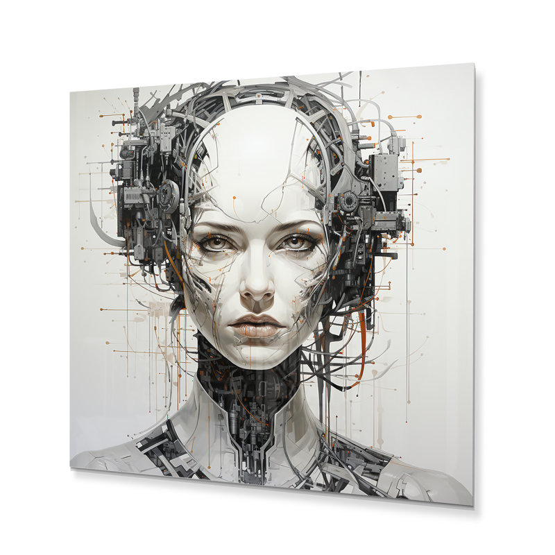 «Robotic Minimalisme Portrait I» sur, H 16 po x l 16 po x P 1 po