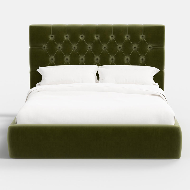 Perigold Upholstered Bed, California King, Green