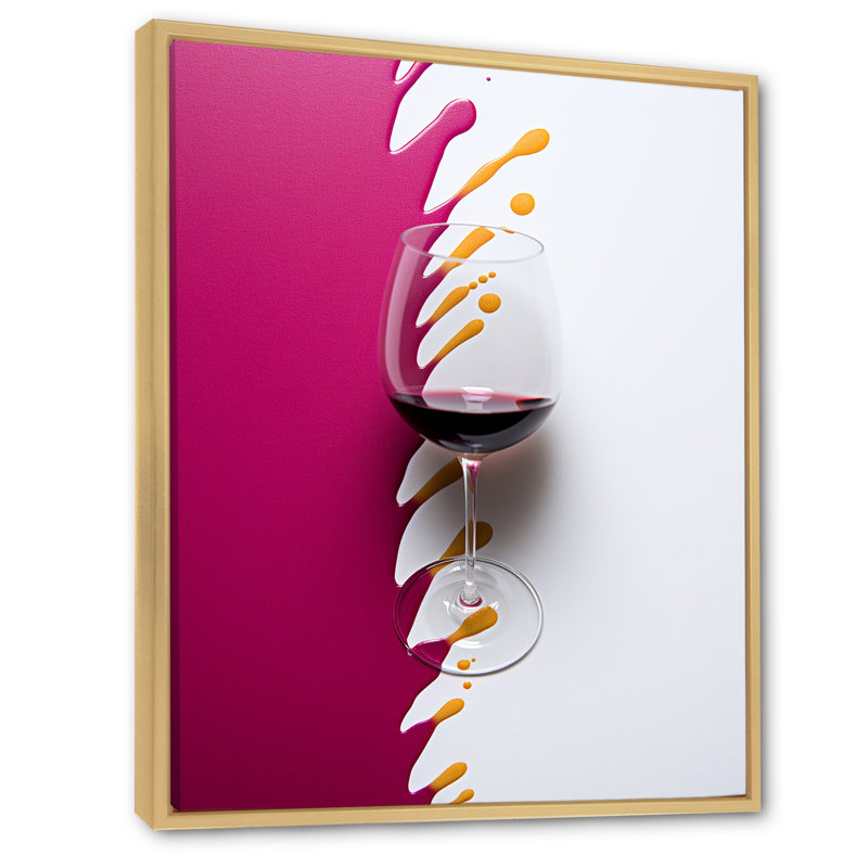 «Red Wine Glass», présentation sur toile, H 44 po x l 34 po x P 1,5 po, Cadre naturel flottant